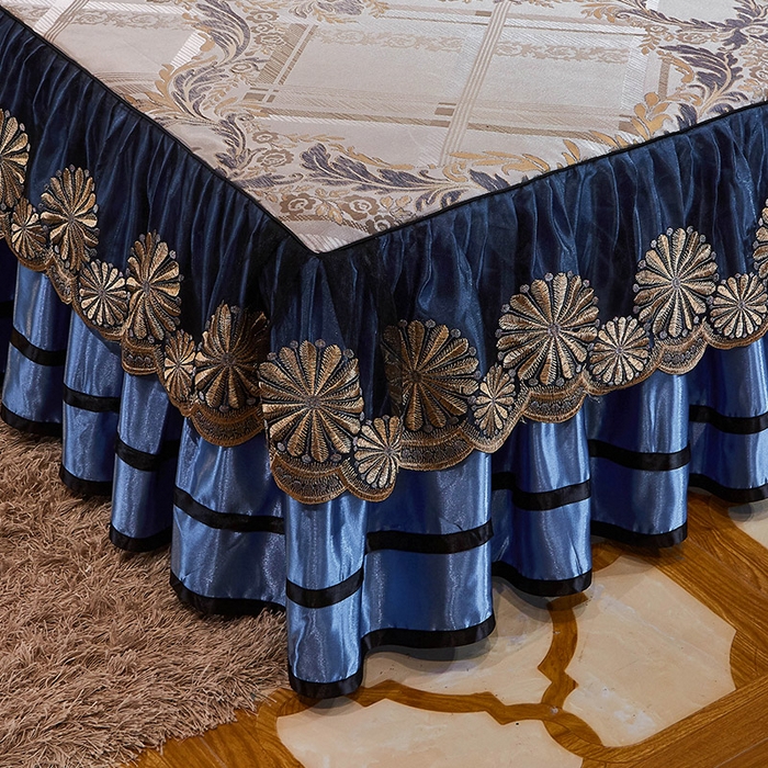 91家纺网 家纺一手货源 找家纺 网红馆（ck家纺） 2025新款色织提花冰丝凉席床裙款 欧陆风情