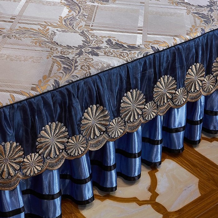 91家纺网 家纺一手货源 找家纺 网红馆（ck家纺） 2025新款色织提花冰丝凉席床裙款 欧陆风情