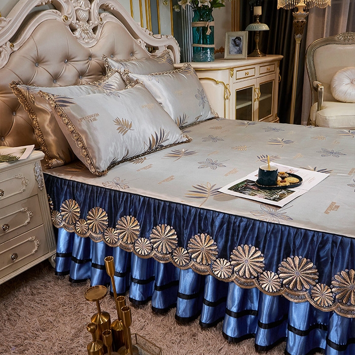 91家纺网 家纺一手货源 找家纺 网红馆（ck家纺） 2025新款色织提花冰丝凉席床裙款 午后时光