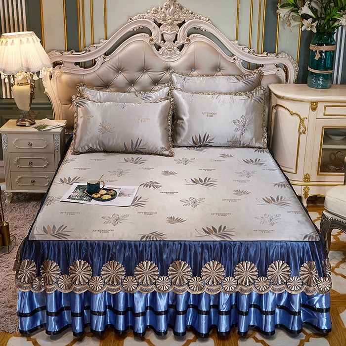 网红馆（ck家纺） 2025新款色织提花冰丝凉席床裙款 午后时光