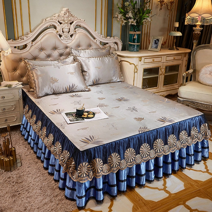 91家纺网 家纺一手货源 找家纺 网红馆（ck家纺） 2025新款色织提花冰丝凉席床裙款 午后时光