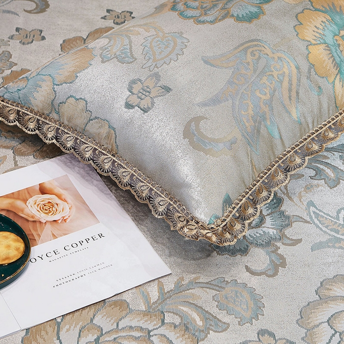 91家纺网 家纺一手货源 找家纺 网红馆（ck家纺） 2025新款色织提花冰丝凉席床裙款 喜乐年华