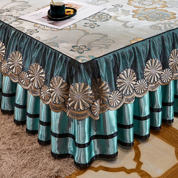 91家纺网 家纺一手货源 找家纺 网红馆（ck家纺） 2025新款色织提花冰丝凉席床裙款 喜乐年华