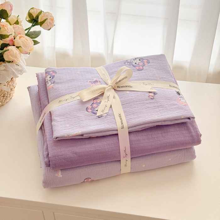 91家纺网 家纺一手货源 找家纺 （总）海岛哥哥 2025新款高克重木棉提花双层纱四件套-风格一