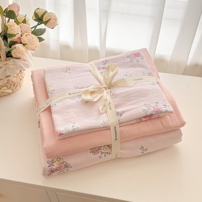 91家纺网 家纺一手货源 找家纺 （总）海岛哥哥 2025新款高克重木棉提花双层纱四件套-风格一