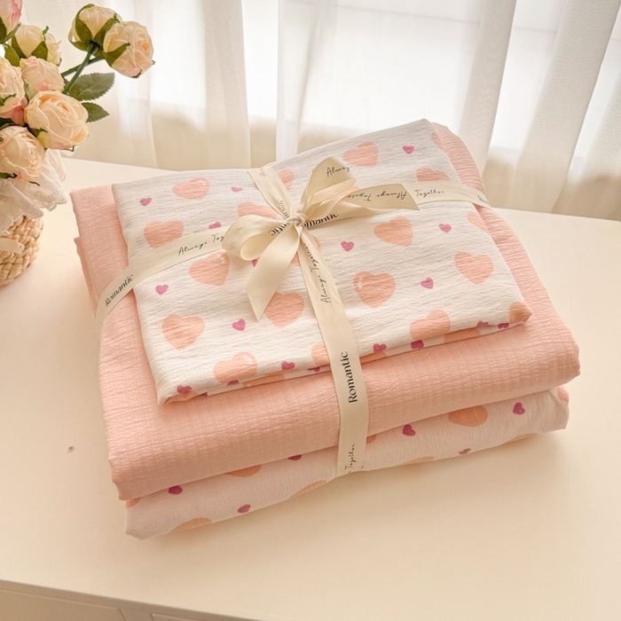 91家纺网 家纺一手货源 找家纺 （总）海岛哥哥 2025新款高克重木棉提花双层纱四件套-风格一