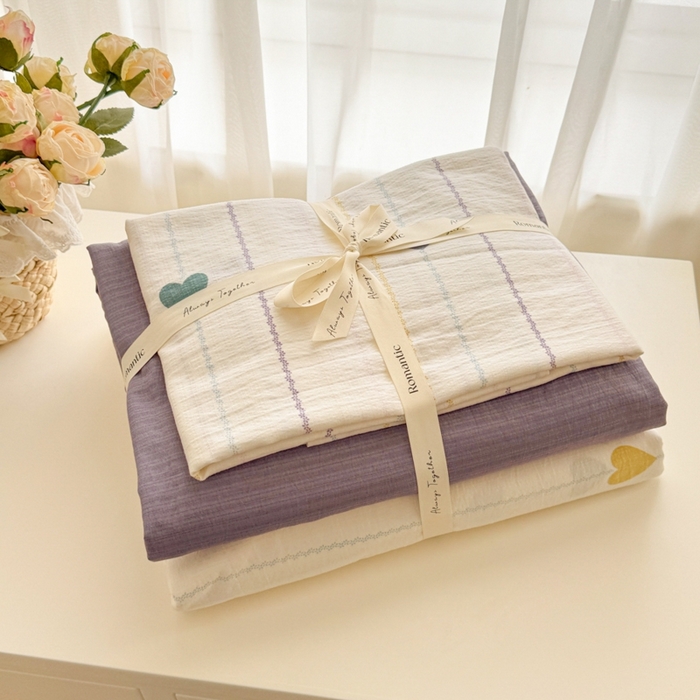 91家纺网 家纺一手货源 找家纺 （总）海岛哥哥 2025新款高克重木棉提花双层纱四件套-风格一