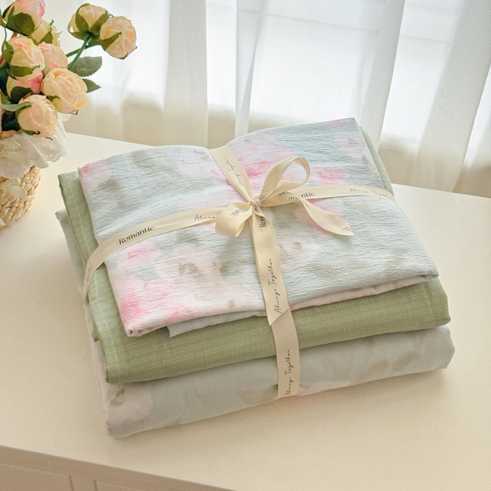 91家纺网 家纺一手货源 找家纺 （总）海岛哥哥 2025新款高克重木棉提花双层纱四件套-风格一