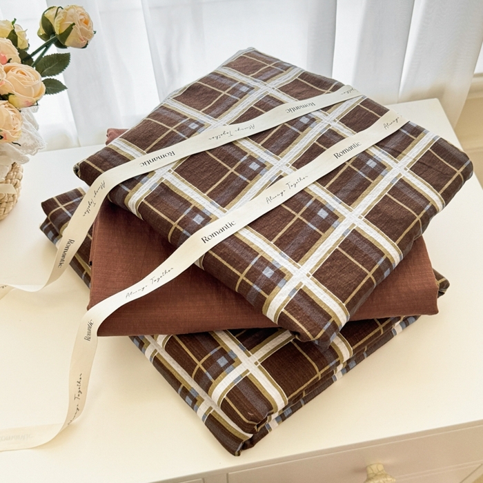 91家纺网 家纺一手货源 找家纺 海岛哥哥 2025新款高克重木棉提花双层纱四件套-风格一 和熙