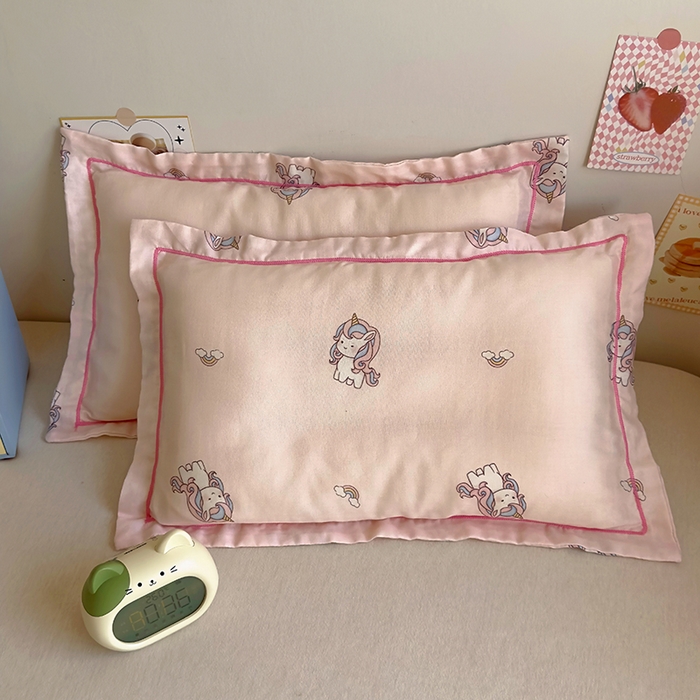 百寐 2025新款竹纤维棉卡通儿童枕套30×50/35×55母婴A类宝宝枕套再生纤维 独角兽