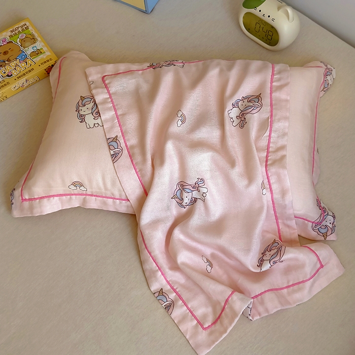 91家纺网 家纺一手货源 找家纺 百寐 2025新款竹纤维棉卡通儿童枕套30×50/35×55母婴A类宝宝枕套再生纤维 独角兽