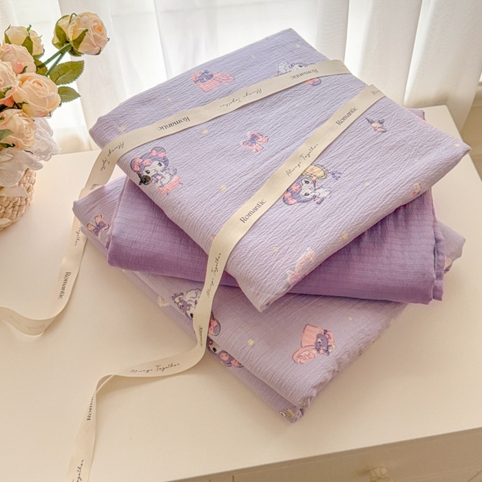 91家纺网 家纺一手货源 找家纺 海岛哥哥 2025新款高克重木棉提花双层纱四件套-风格一 洛米礼物盒