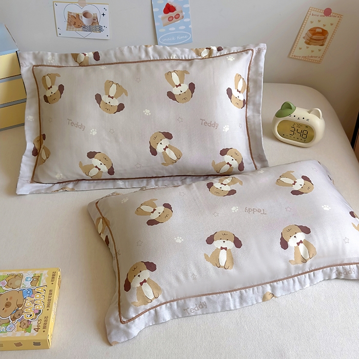 91家纺网 家纺一手货源 找家纺 百寐 2025新款竹纤维棉卡通儿童枕套30×50/35×55母婴A类宝宝枕套再生纤维 乖乖狗