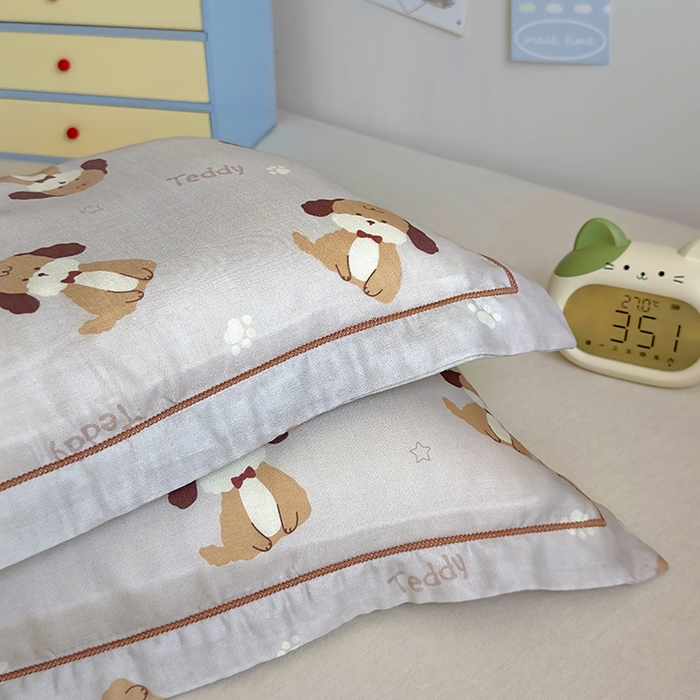 91家纺网 家纺一手货源 找家纺 百寐 2025新款竹纤维棉卡通儿童枕套30×50/35×55母婴A类宝宝枕套再生纤维 乖乖狗