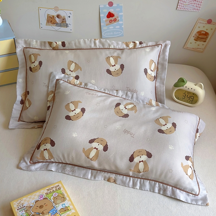 91家纺网 家纺一手货源 找家纺 百寐 2025新款竹纤维棉卡通儿童枕套30×50/35×55母婴A类宝宝枕套再生纤维 乖乖狗