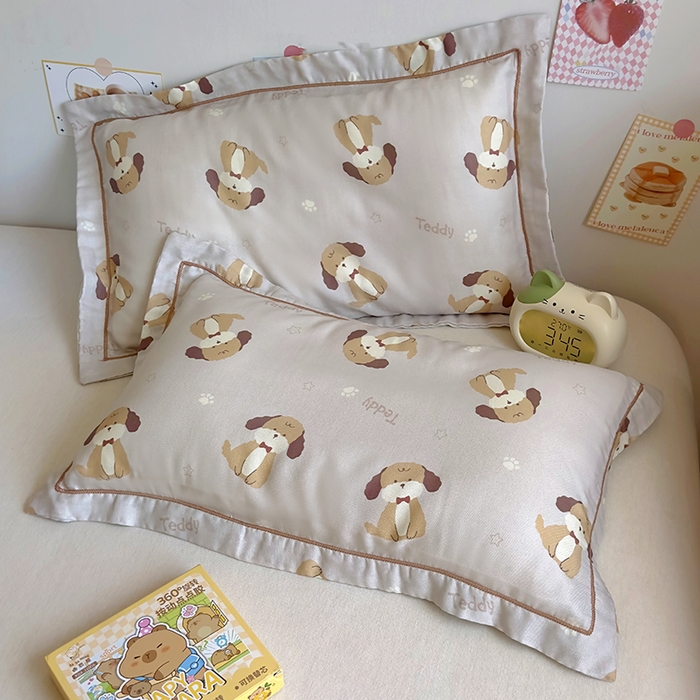 91家纺网 家纺一手货源 找家纺 百寐 2025新款竹纤维棉卡通儿童枕套30×50/35×55母婴A类宝宝枕套再生纤维 乖乖狗