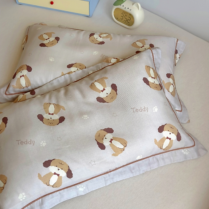 91家纺网 家纺一手货源 找家纺 百寐 2025新款竹纤维棉卡通儿童枕套30×50/35×55母婴A类宝宝枕套再生纤维 乖乖狗