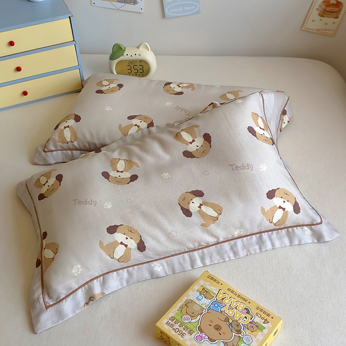 91家纺网 家纺一手货源 找家纺 百寐 2025新款竹纤维棉卡通儿童枕套30×50/35×55母婴A类宝宝枕套再生纤维 乖乖狗