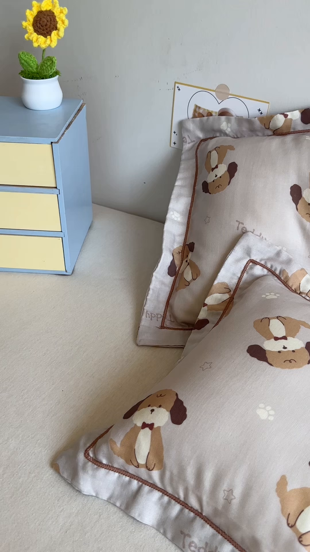 91家纺网 家纺一手货源 找家纺 百寐 2025新款竹纤维棉卡通儿童枕套30×50/35×55母婴A类宝宝枕套再生纤维 乖乖狗