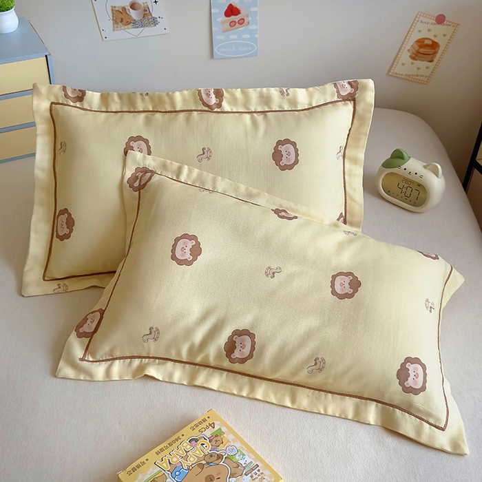 91家纺网 家纺一手货源 找家纺 百寐 2025新款竹纤维棉卡通儿童枕套30×50/35×55母婴A类宝宝枕套再生纤维 小狮子