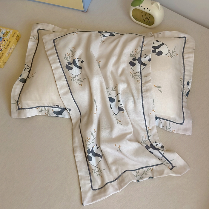 91家纺网 家纺一手货源 找家纺 百寐 2025新款竹纤维棉卡通儿童枕套30×50/35×55母婴A类宝宝枕套再生纤维 小熊猫