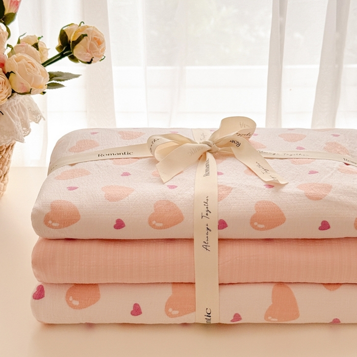 91家纺网 家纺一手货源 找家纺 海岛哥哥 2025新款高克重木棉提花双层纱四件套-风格一 午后红茶