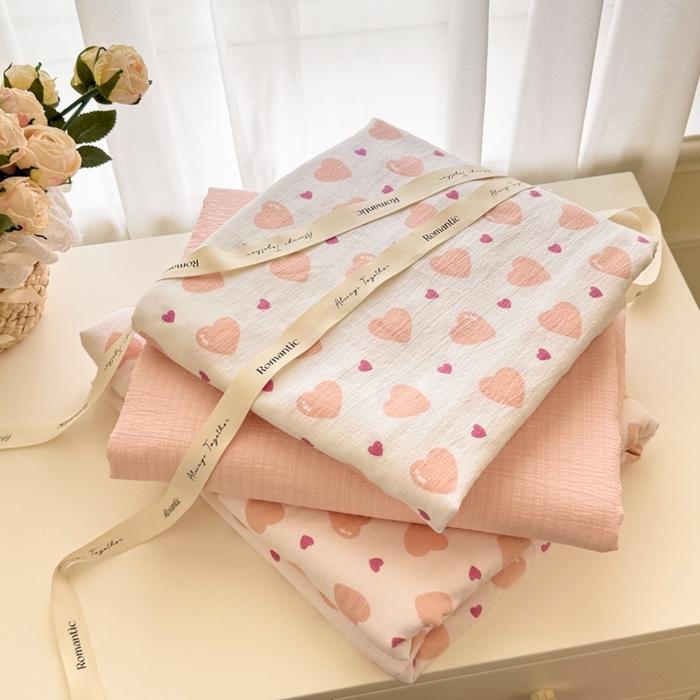 91家纺网 家纺一手货源 找家纺 海岛哥哥 2025新款高克重木棉提花双层纱四件套-风格一 午后红茶