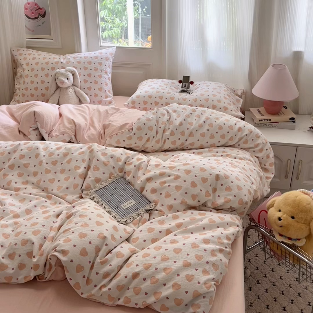 91家纺网 家纺一手货源 找家纺 海岛哥哥 2025新款高克重木棉提花双层纱四件套-风格一 午后红茶