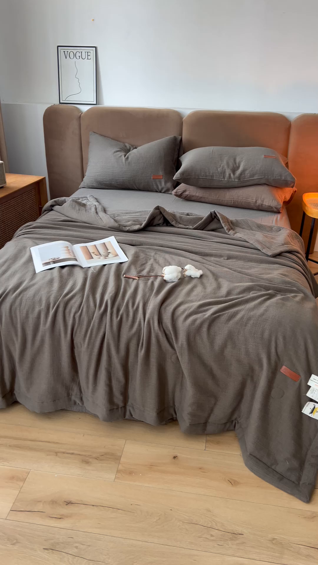 91家纺网 家纺一手货源 找家纺 全美家居 2025新款全棉水洗色织双层纱大豆纤维被夏凉被空调被夏被 榛果梵梦