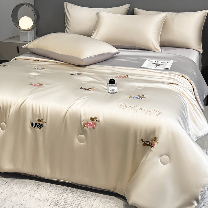 91家纺网 家纺一手货源 找家纺 （总）如一 2025新款精绣系列水洗冰丝夏被四件套