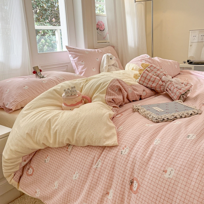 91家纺网 家纺一手货源 找家纺 （总）海岛哥哥 2025新款高克重木棉提花双层纱四件套-风格二