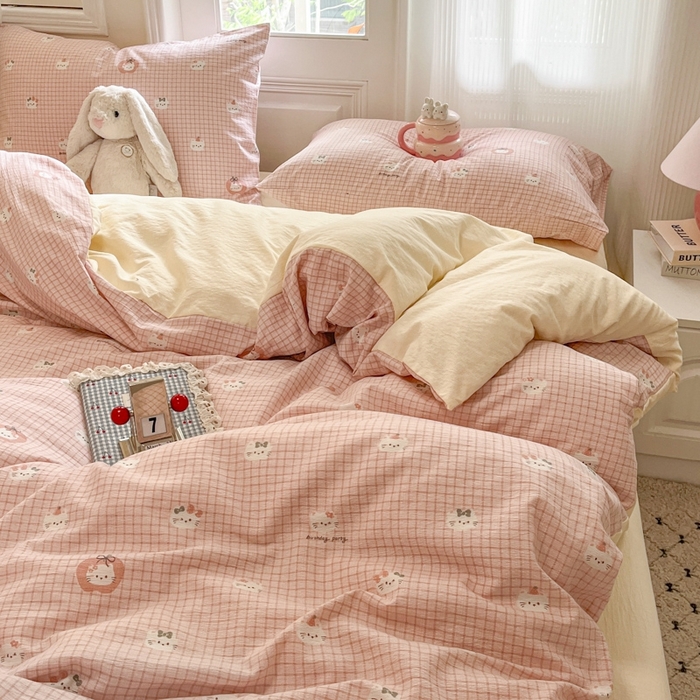 91家纺网 家纺一手货源 找家纺 （总）海岛哥哥 2025新款高克重木棉提花双层纱四件套-风格二