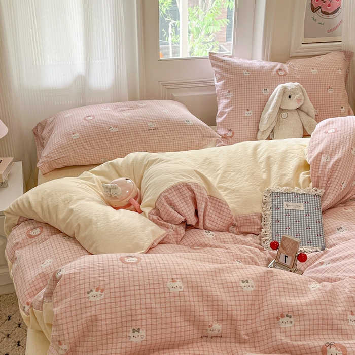 91家纺网 家纺一手货源 找家纺 （总）海岛哥哥 2025新款高克重木棉提花双层纱四件套-风格二