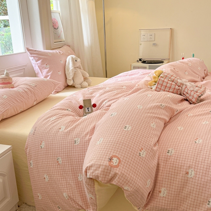 91家纺网 家纺一手货源 找家纺 （总）海岛哥哥 2025新款高克重木棉提花双层纱四件套-风格二