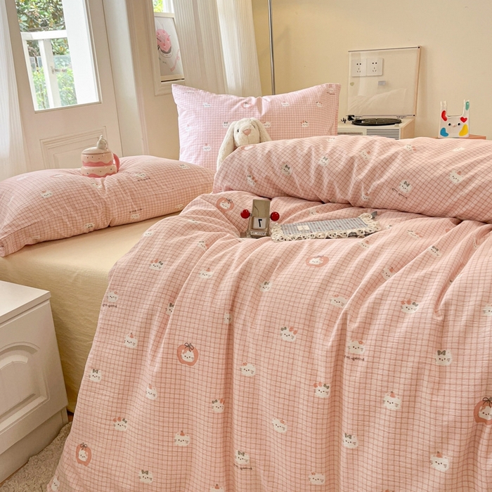 91家纺网 家纺一手货源 找家纺 （总）海岛哥哥 2025新款高克重木棉提花双层纱四件套-风格二