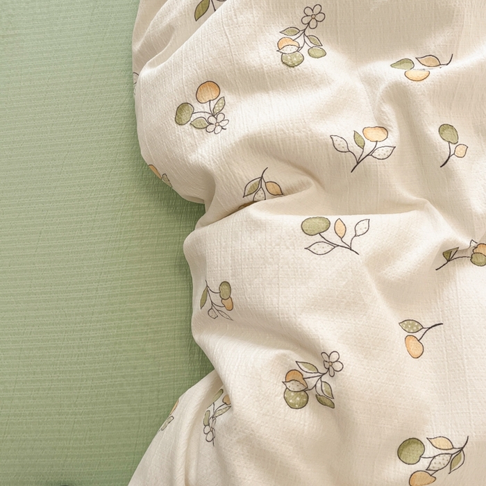 91家纺网 家纺一手货源 找家纺 海岛哥哥 2025新款高克重木棉提花双层纱四件套-风格二 果实