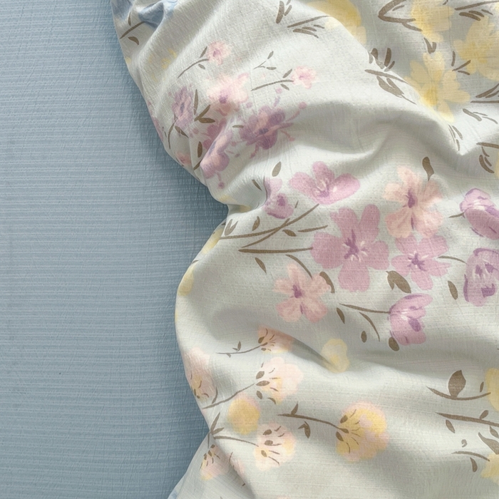 91家纺网 家纺一手货源 找家纺 海岛哥哥 2025新款高克重木棉提花双层纱四件套-风格二 花开半夏-蓝