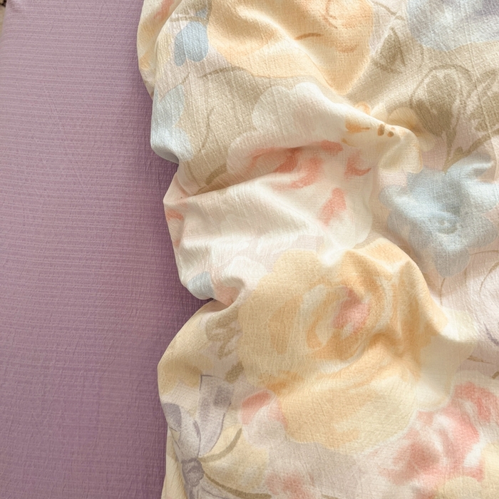 91家纺网 家纺一手货源 找家纺 海岛哥哥 2025新款高克重木棉提花双层纱四件套-风格二 花露凝香