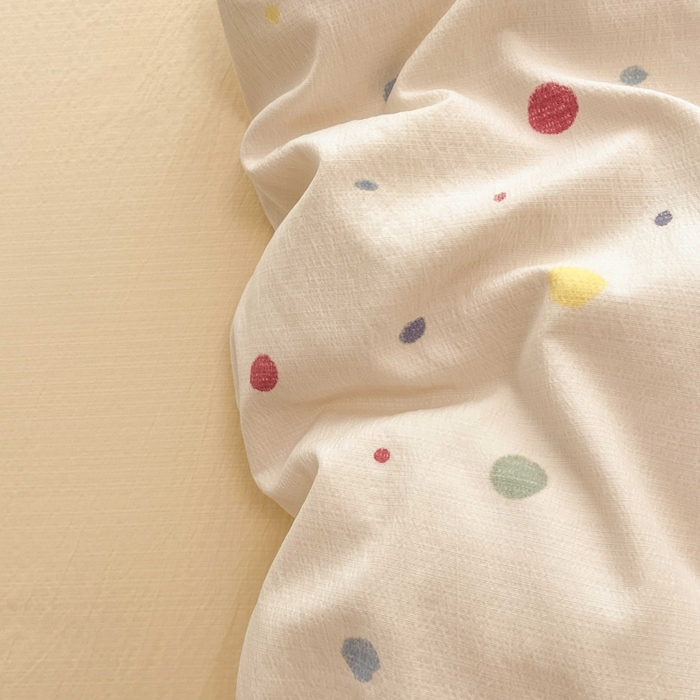 91家纺网 家纺一手货源 找家纺 海岛哥哥 2025新款高克重木棉提花双层纱四件套-风格二 幻彩波点