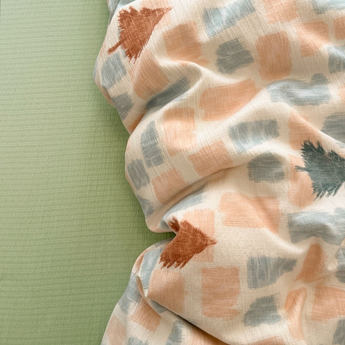 91家纺网 家纺一手货源 找家纺 海岛哥哥 2025新款高克重木棉提花双层纱四件套-风格二 简絮