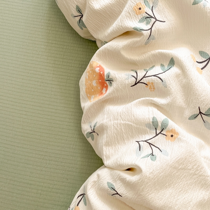 91家纺网 家纺一手货源 找家纺 海岛哥哥 2025新款高克重木棉提花双层纱四件套-风格二 恬趣-绿