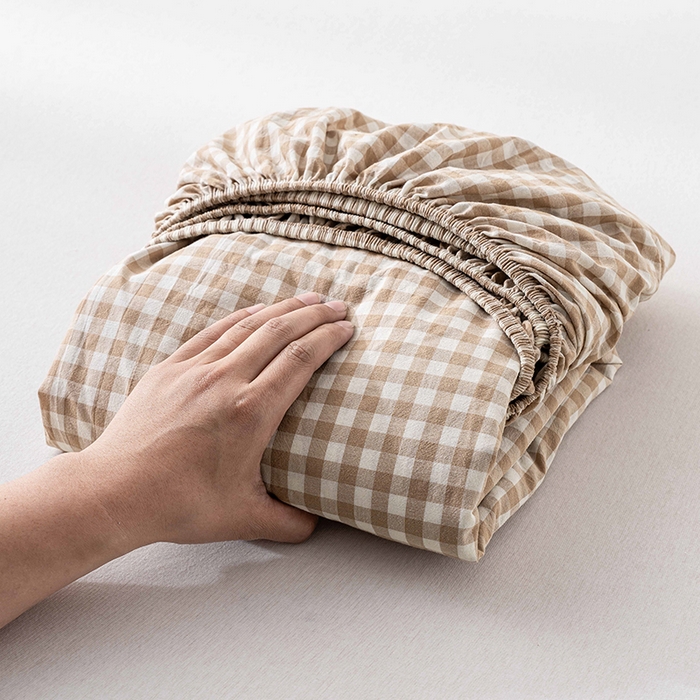 （总）吉象家纺 2025新款全棉色织水洗棉床笠三件套