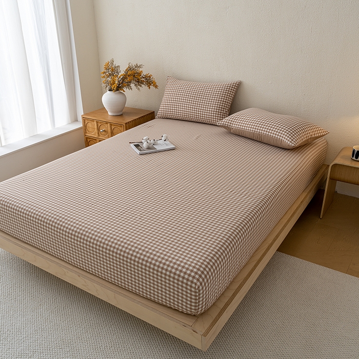 91家纺网 家纺一手货源 找家纺 （总）吉象家纺 2025新款全棉色织水洗棉床笠三件套