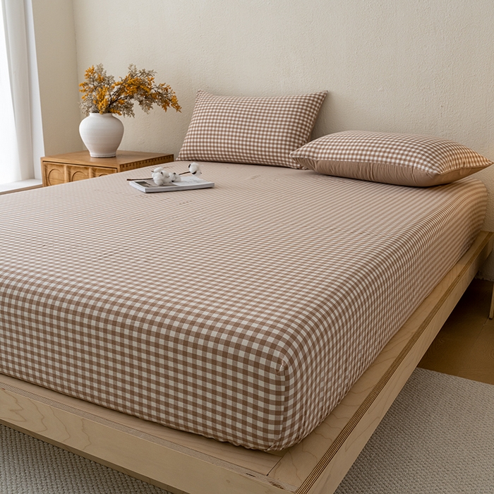 91家纺网 家纺一手货源 找家纺 （总）吉象家纺 2025新款全棉色织水洗棉床笠三件套