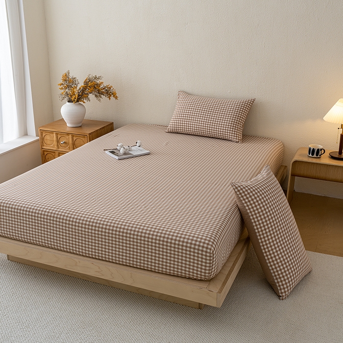 91家纺网 家纺一手货源 找家纺 （总）吉象家纺 2025新款全棉色织水洗棉床笠三件套