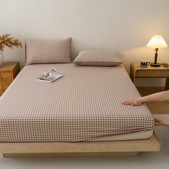 91家纺网 家纺一手货源 找家纺 （总）吉象家纺 2025新款全棉色织水洗棉床笠三件套