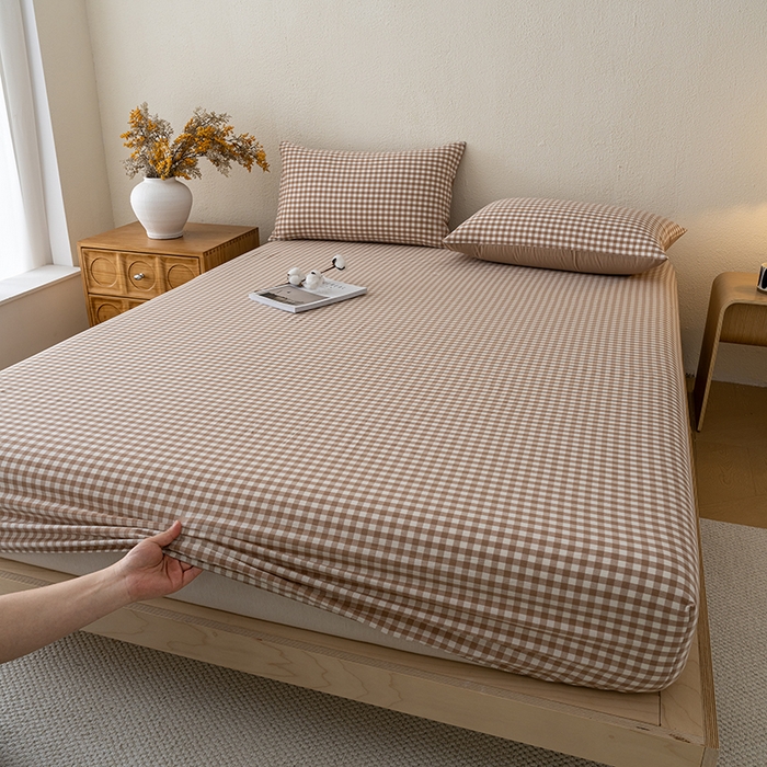 91家纺网 家纺一手货源 找家纺 （总）吉象家纺 2025新款全棉色织水洗棉床笠三件套