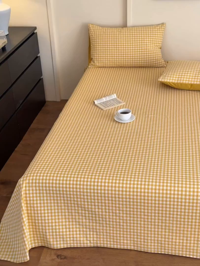 91家纺网 家纺一手货源 找家纺 （总）吉象家纺 2025新款全棉色织水洗棉床单三件套