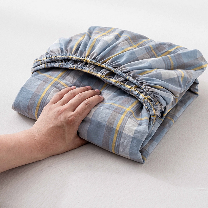 91家纺网 家纺一手货源 找家纺 （总）吉象家纺 2025新款全棉色织水洗棉床笠三件套