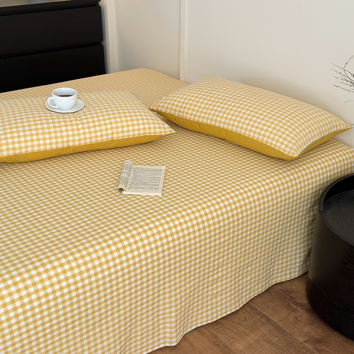 91家纺网 家纺一手货源 找家纺 （总）吉象家纺 2025新款全棉色织水洗棉床单三件套